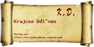 Krajcsa Dénes névjegykártya